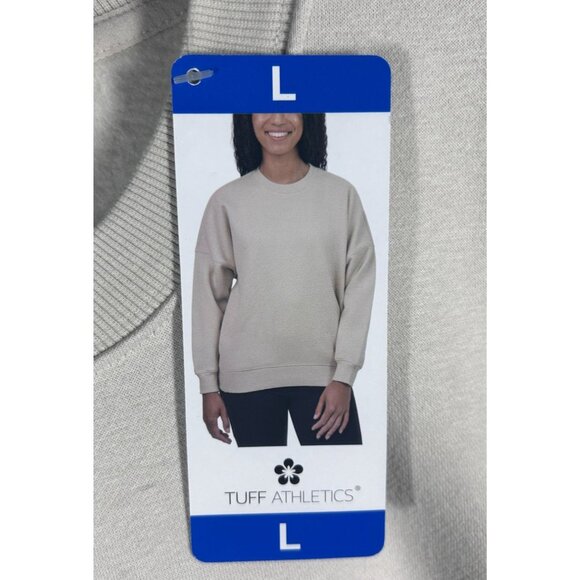 Tuff Athletics‎ Crewneck Sweatshirt Women's Large Beige Cotton/Polyester NEW - Picture 3 of 9